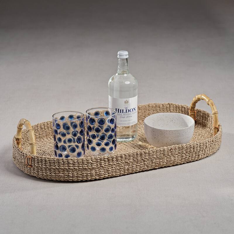 Timor Multipurpose Abaca Tray with Bamboo Handles