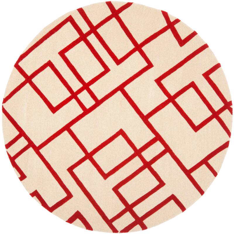 SAFAVIEH Handmade Soho Gulsevim Deco N.Z. Wool Rug - 6' Round - Beige/Red - Round