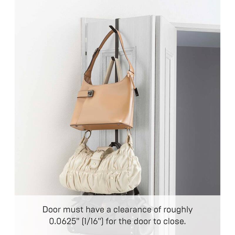 Yamazaki Home Over-the-Door Vertical Hooks, Steel, Up To 1.375" Door, Holds 11 lbs - L 3.54 x W 0.59 x H 21.26 inches