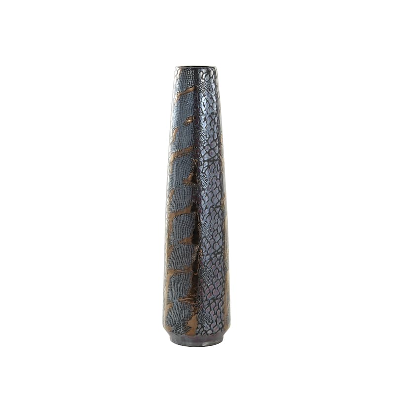 Ceramic Snakeskin Inspired Vase - Silver - Roche River Decor
