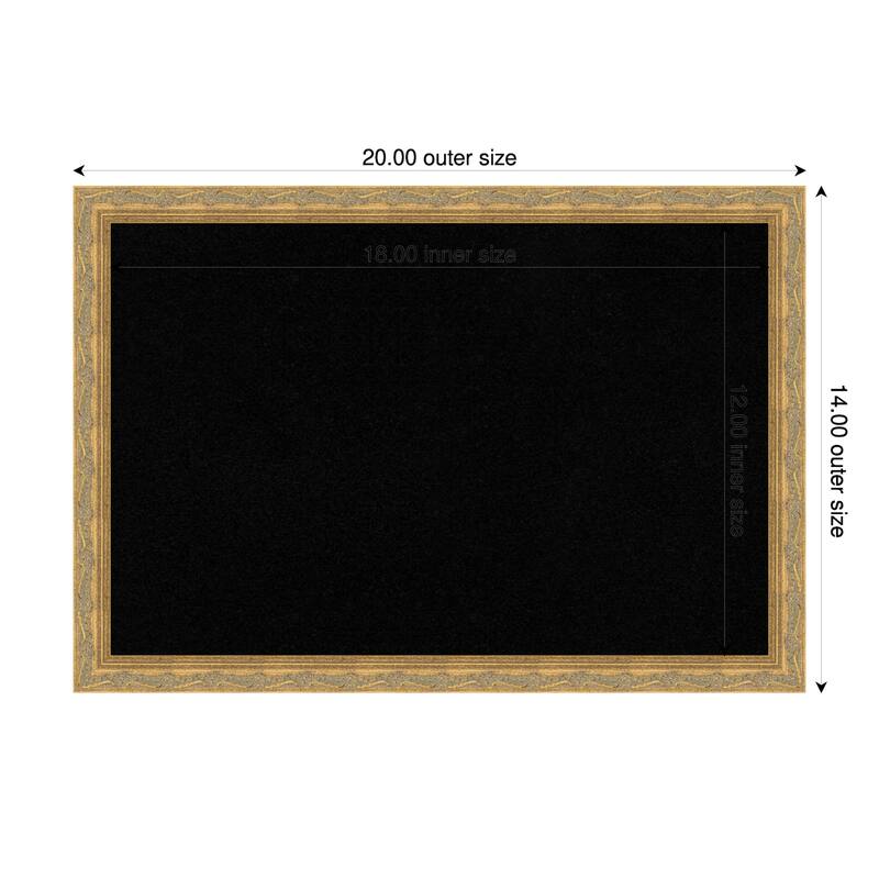 Mila Dark Gold Wood Framed Cork Board - Bulletin Board, Organization Board, Pin Board - Black - 20 x 14 in