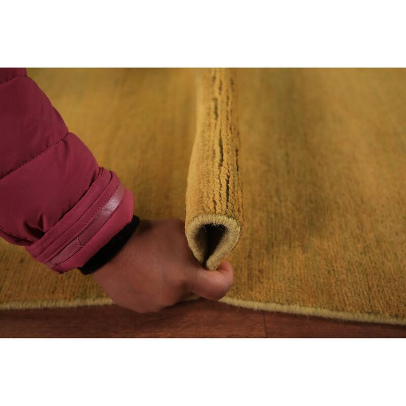 Yellow & Green Modern Gabbeh Oriental Area Rug Handmade Wool Carpet - 5'5" x 7'10"