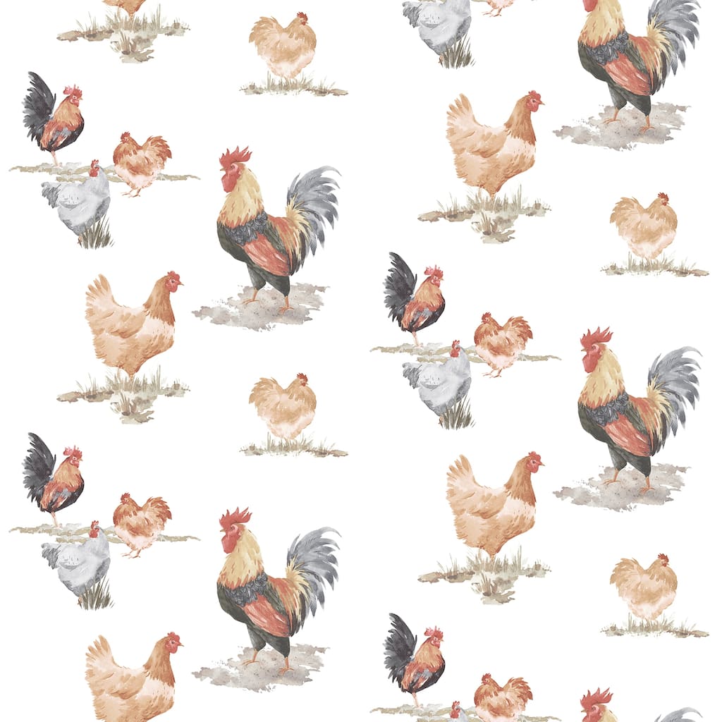 Galerie Wallcoverings Just Kitchens Free Range Chickens Vinyl on Non-woven Matte Wallpaper Roll