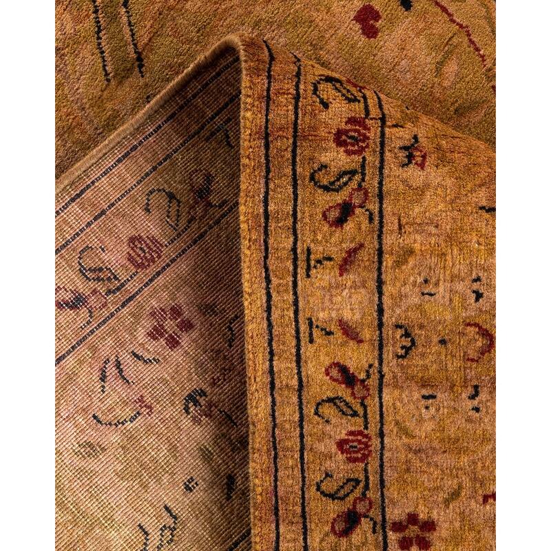Overton Hand Knotted Wool Vintage Inspired Modern Contemporary Overdyed Gold Runner Rug - 3' 1" x 12' 10"