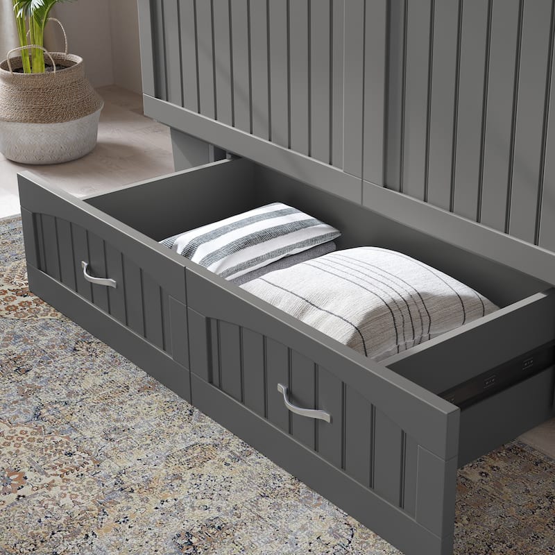 Nantucket Murphy Bed Chest with Mattress and Built-in Charging Station