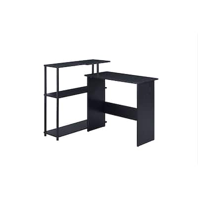 Modern L-Shaped Writing Desk 39" Reversible Design, Metal Base, Small Space Friendly