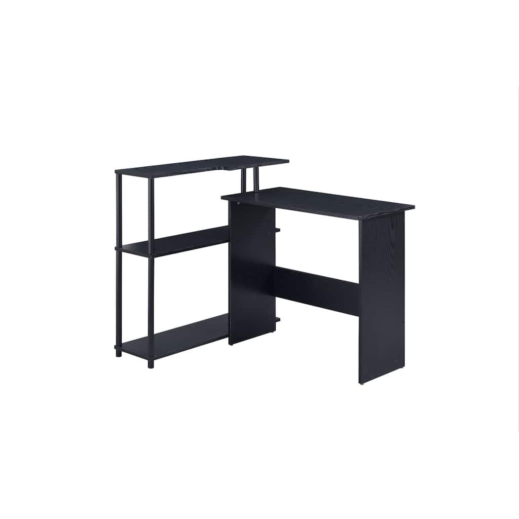 Modern L-Shaped Writing Desk 39" Reversible Design, Metal Base, Small Space Friendly