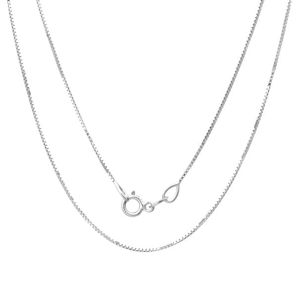 14K 16" Inches .5mm Solid White Gold Classic Box Chain Pendant Necklace 