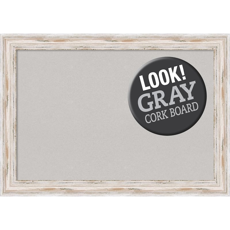 Framed Grey Cork Board, Alexandria White Wash - extra large - 41 x 29"