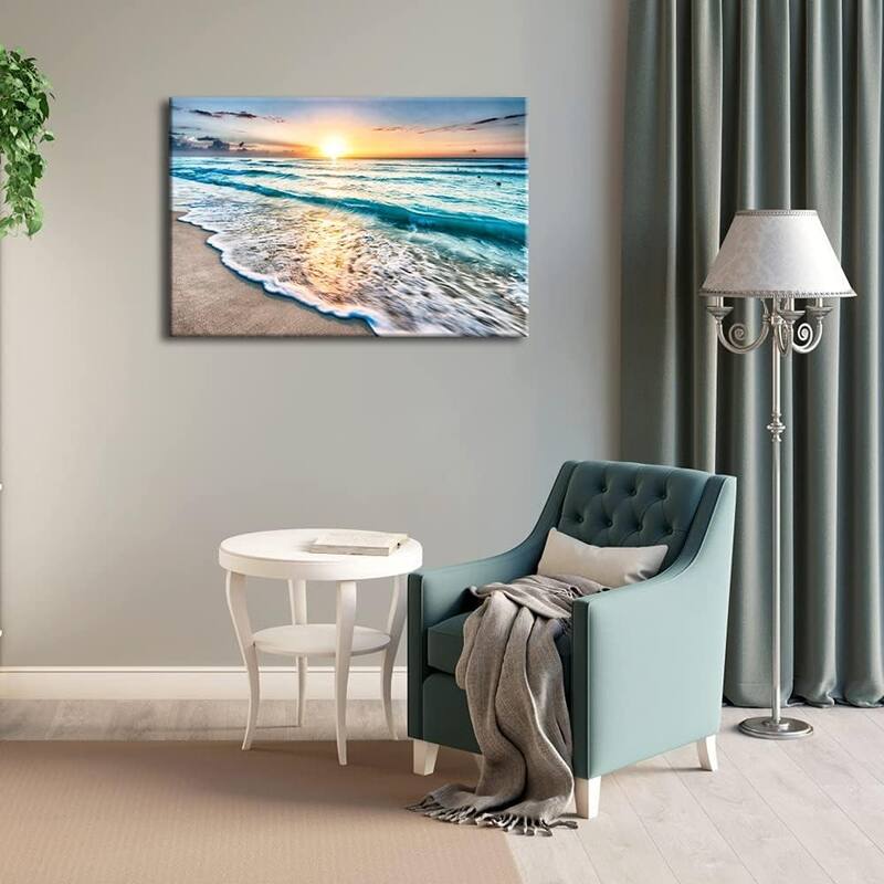 Sea Waves Large Canvas Prints Wall Art Ocean Beach Pictures
