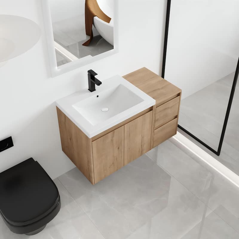 Malwee 36"/48"/60" Floating Bathroom Vanity,Wall Mounted Bathroom Vanity with Sink,Soft Close Door and Drawer