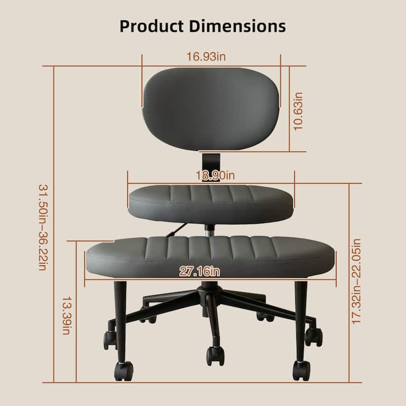 Ergonomic Office Chair-Multi-Position Cross Legged Design, Swivel Meditation Desk Chair with Back Support & Rolling Base