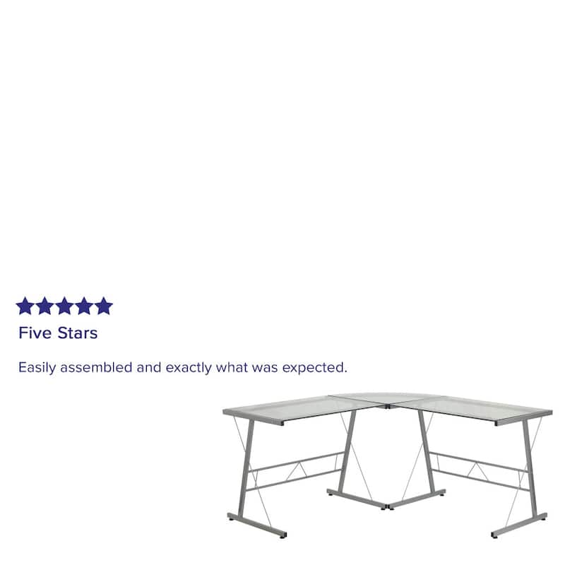 L-Shaped Computer Corner Glass Desk, Gaming Desk, Home Office Corner Desk