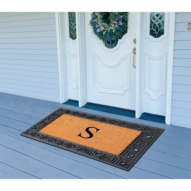 A1HC First Impression Carson Rubber and Coir 24" X 36", Heavy Duty, Easy to Clean Outdoor Monogrammed Doormat