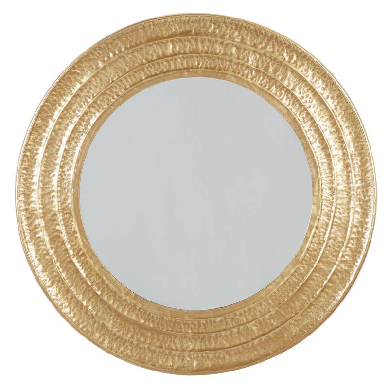 Metal Textured Wall Mirror with Grooves - Gold - Roche River Decor - 1"W x 39"L x 39"H