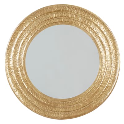 Metal Textured Wall Mirror with Grooves - Gold - Roche River Decor - 1"W x 39"L x 39"H