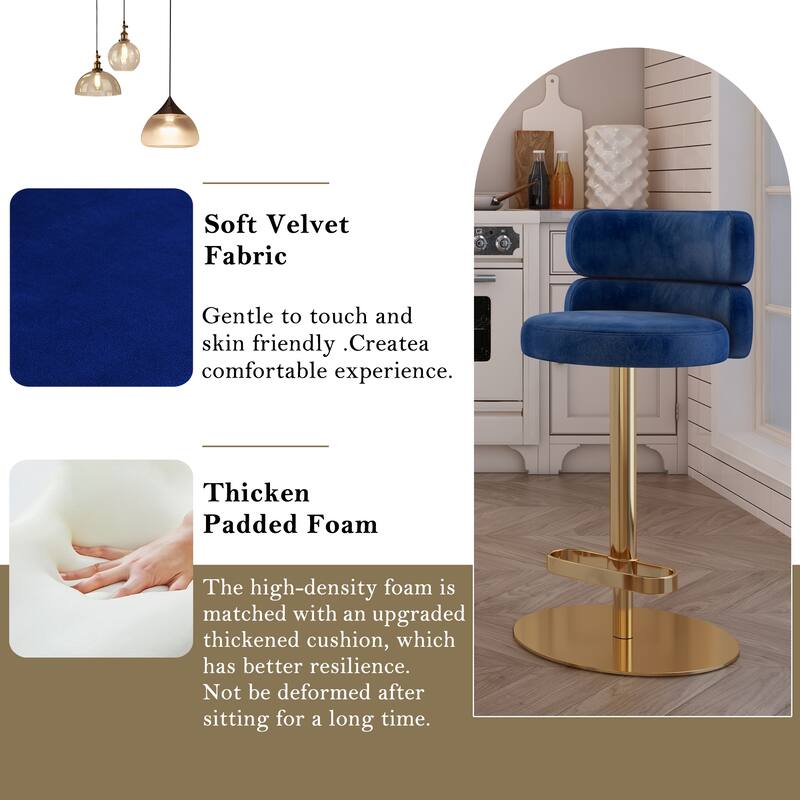 CAROCC Bar Stools Adjustable Armless Swivel PU Leather Barstool