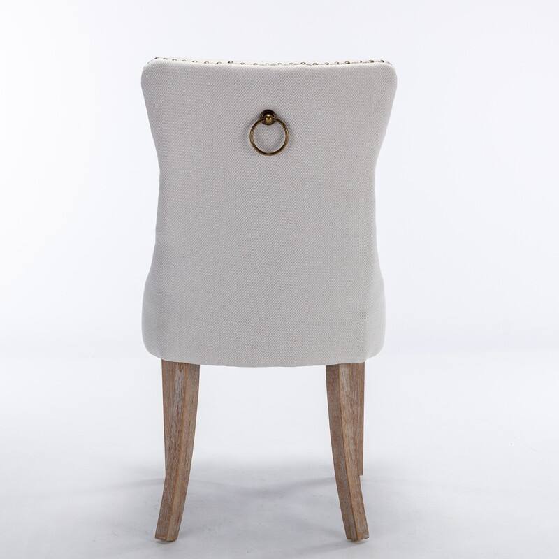 Modern/Contemporary Linen Dining Chair with Solid Wood Legs（Set of 2）