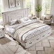 preview thumbnail 48 of 53, Farmhouse Wood Bed Frame with 54" Tall Headboard, 2 Large Drawers Antique Brush White - Queen