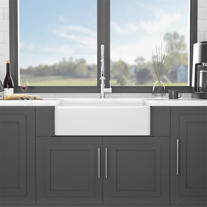 33"x20" Sink Workstation,Ceramic Single Bowl Farm Kitchen Sink