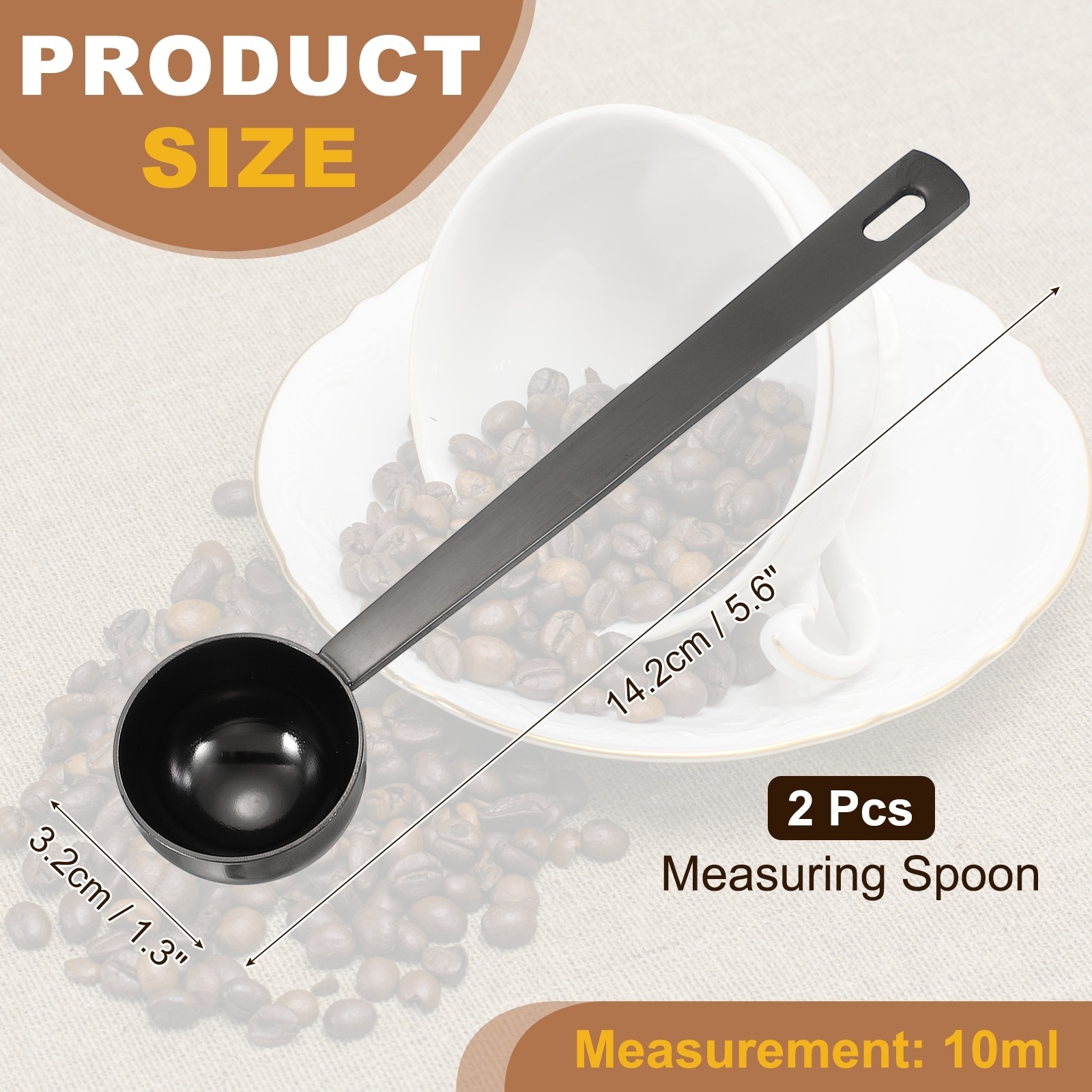 Measuring Spoon, Long Handle Table Scoop Teaspoon Coffee Scoop Spoon for Ground Coffee Tea Sugar Cooking