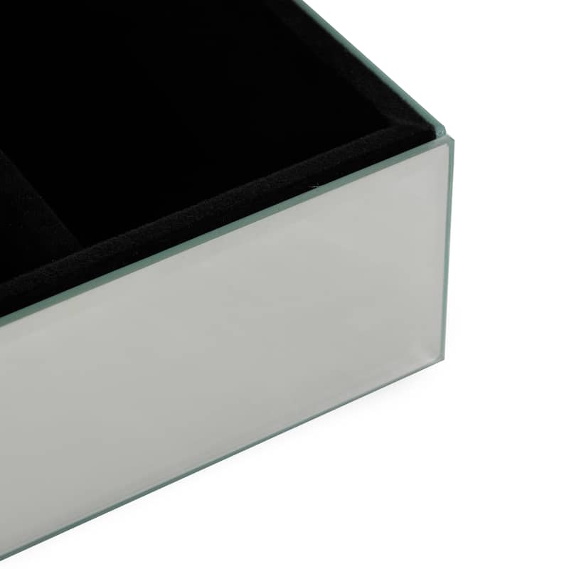Glass Mirrored Jewelry Box with Pink or Black Bubble Textured Balls - Silver - Roche River Decor