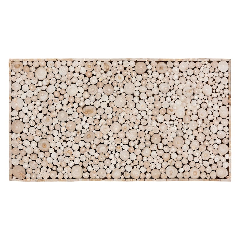 Grayson Bohemian Natural Teak Wood Coffee Table with Unique Repurposed Wood Logs