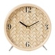 preview thumbnail 5 of 18, Light Brown Wood Woven Clock Chevron Patterned or White Frame with Silver Legs