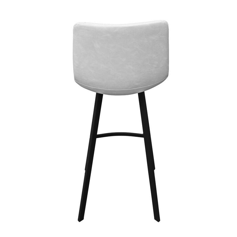 Elland Modern Upholstered Leather Bar Stool with Stainless Steel Legs, Curve Padded Seat, Built-in Footrest, and Plastic Glides