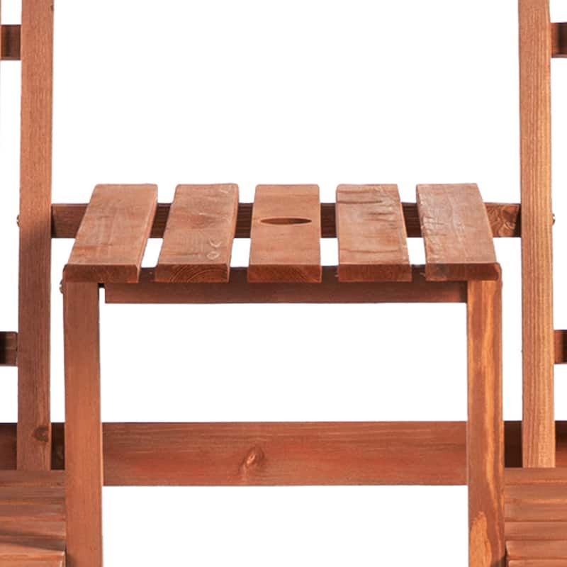Patio Bench, Garden Bench With Middle Table And Umbrella Hole, Wooden Outdoor Bench For Patio, Porch, Poolside, Balcony