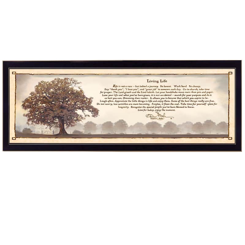 TrendyDecor4U Contemporary "Living Life" Framed Print Wall Art by Bonnie Mohr - Black