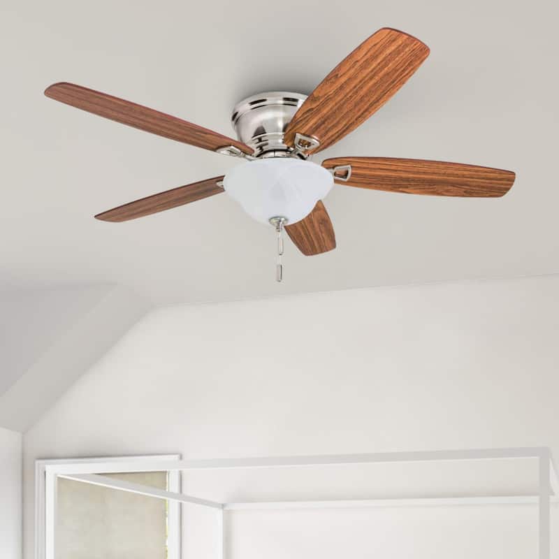 52" Honeywell Glen Alden Brushed Nickel LED Indoor Ceiling Fan with Light & Pull Chain