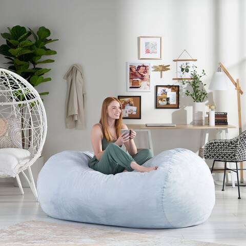 Asher Traditional 6.5-foot Suede Bean Bag Chair by Christopher Knight Home