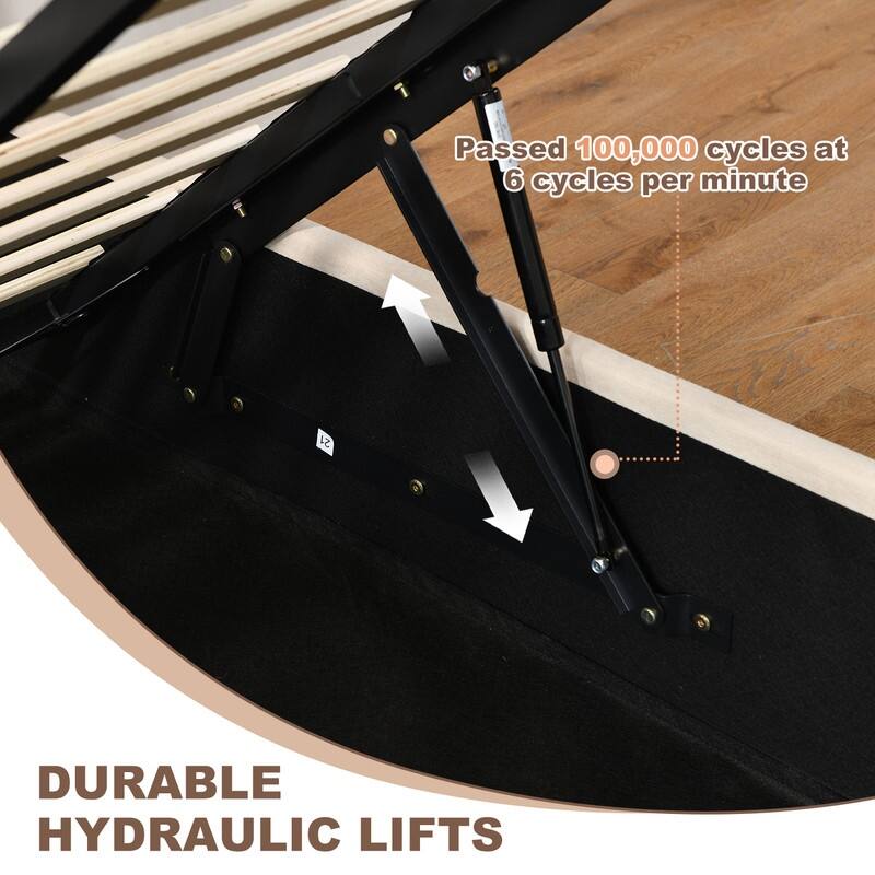 Full Size Lift-Up Storage Bed, White