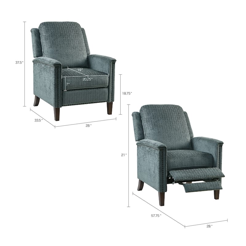 Madison Park Cecile Blue Push Back Recliner