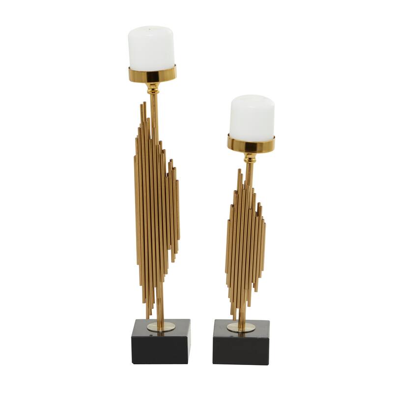 Gold Stainless Steel Candle Holder (Set of 2)