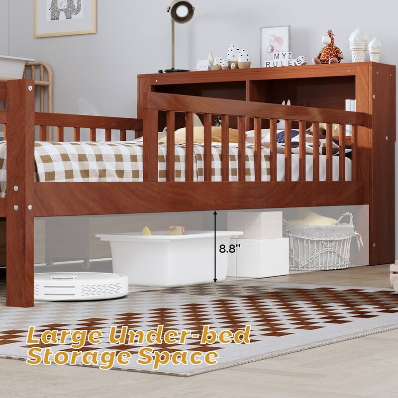 Twin Size Bed with Headboard Storage Rack