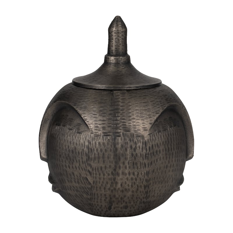 Sagebrook Home Metal Face Jar With Lid - 10" x 10" x 13"