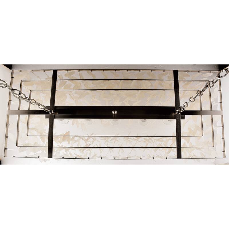 5-Light Chandelier Pendant Light - Nickel Shell Island Linear Light Fixture - 110