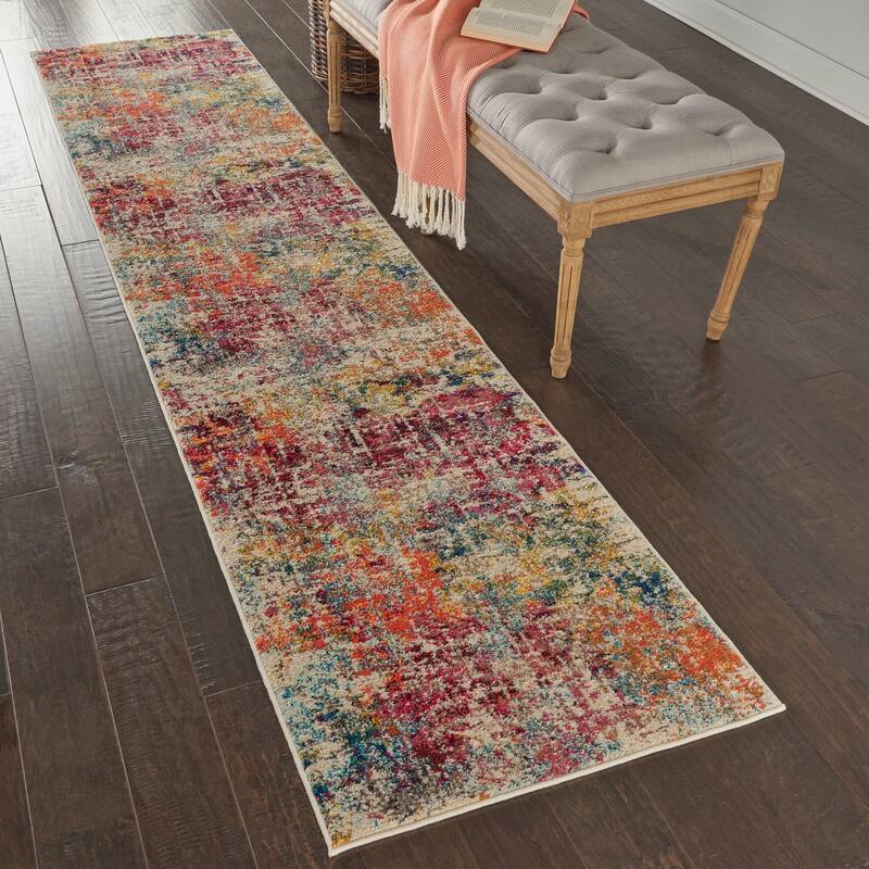 Nourison Celestial Abstract Modern Area Rug - 2' 2" x 10' - Pink/Multi - Runner