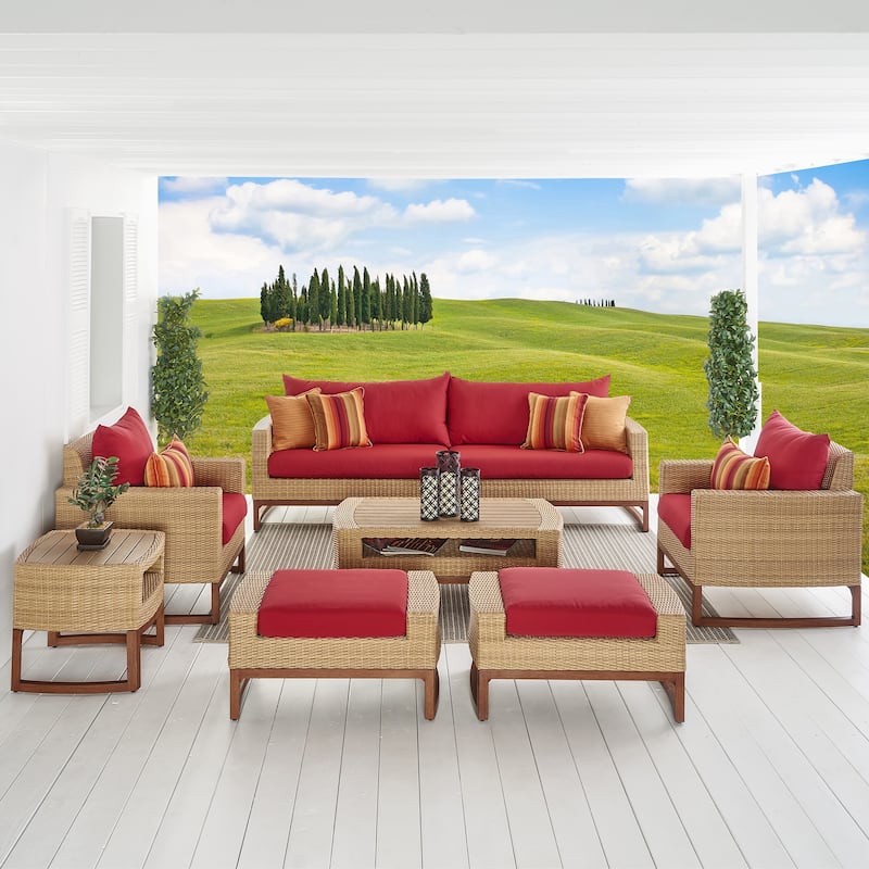 Mili 8 Piece Sunbrella Outdoor Patio Sofa and Club Chair Set