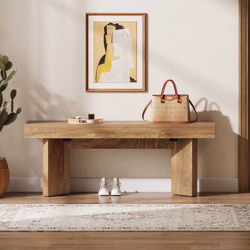 Wooden Entryway Bench, 47" Long Dining Benches Seat for Dining Room
