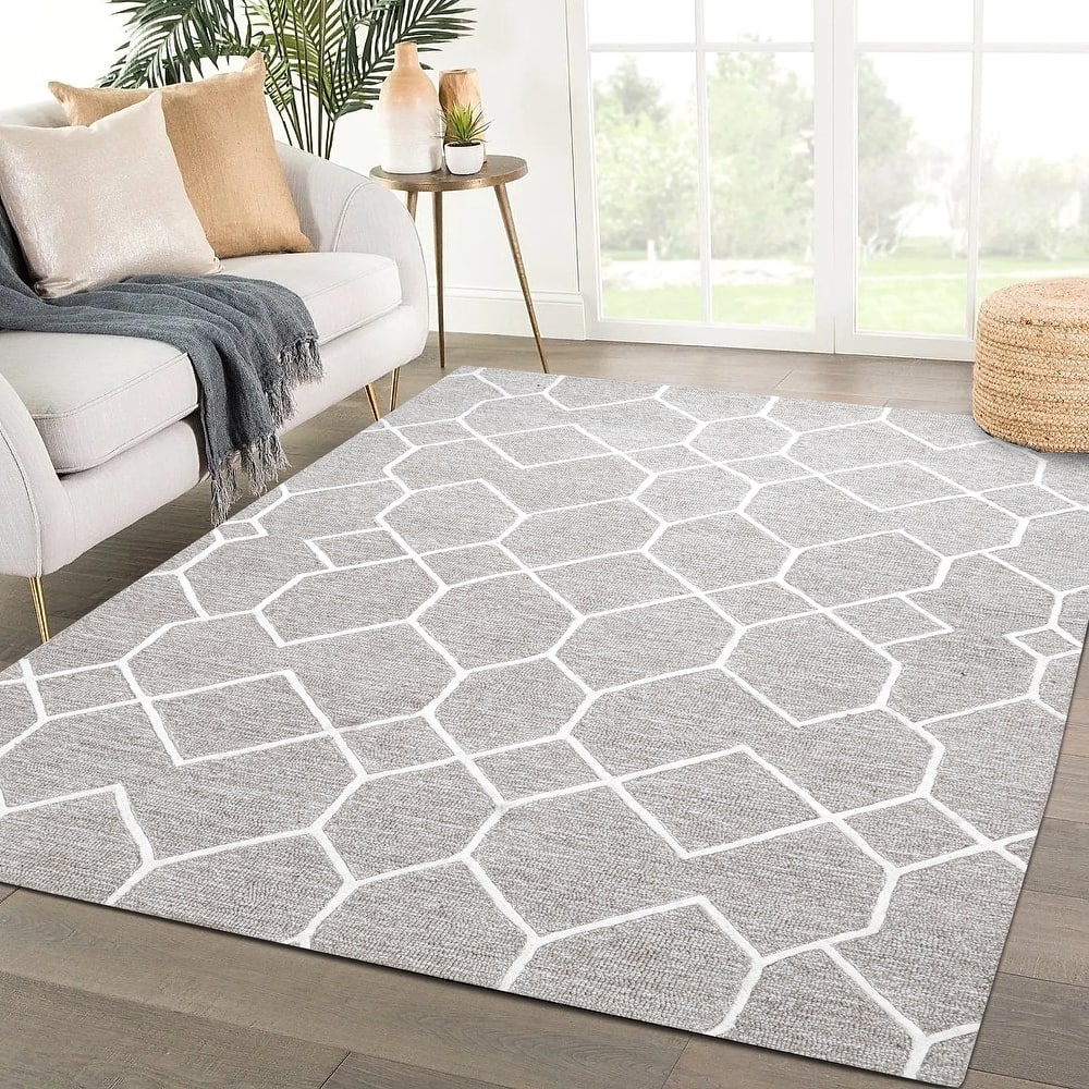 George Towne Living Geo Metro Luxury Handmade Geo Wool Area Rug