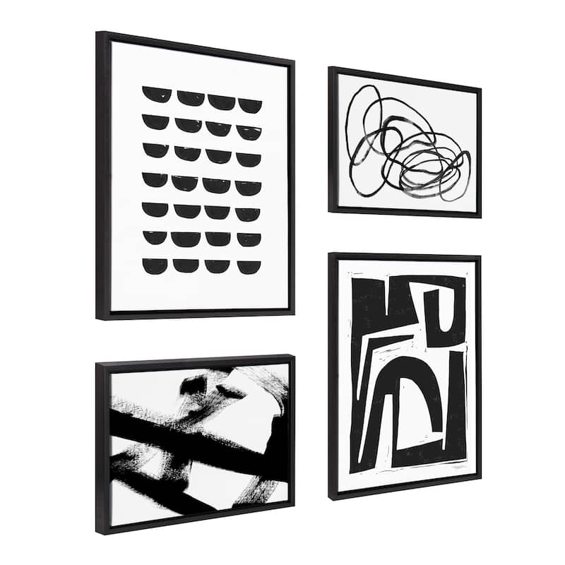 Kate and Laurel Sylvie Modern Abstract Framed Canvas Set