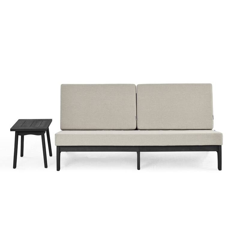 3-Seat Outdoor Sofa Set with Solid Wood Coffee Table, Weather-Resistant Cushions