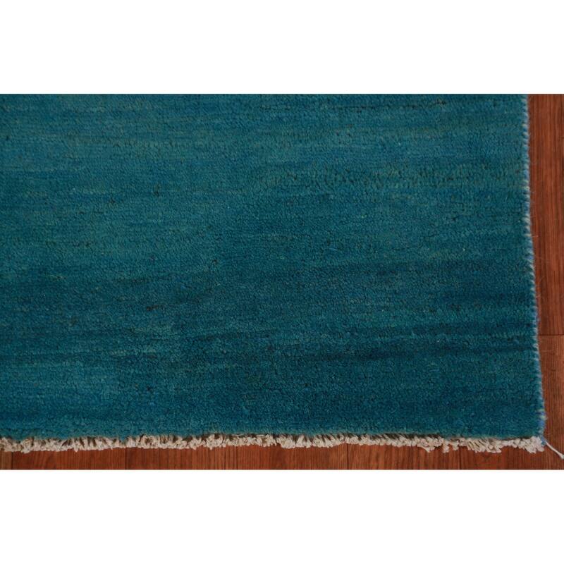 Modern Gabbeh Oriental Rug Hand-Knotted Wool Carpet - 3'3" x 4'9"
