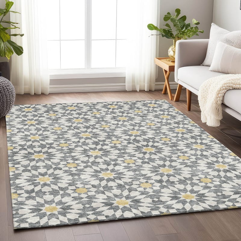 Premium Washable Super Soft Modern Mosaic Mayfield Rug - Gray - 8' x 10'