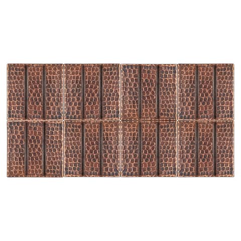 4" x 4" Hammered Copper with Linear Tile Design - Quantity 8 (T4DBL_PKG8)
