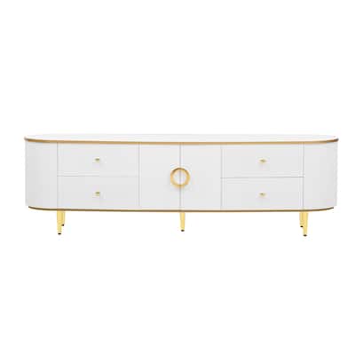 Modern TV Stand for TV up to 80 Inches with 4 Drawers & 1 Cabinet - 70.9" D x 15.6" W x 21.7" H