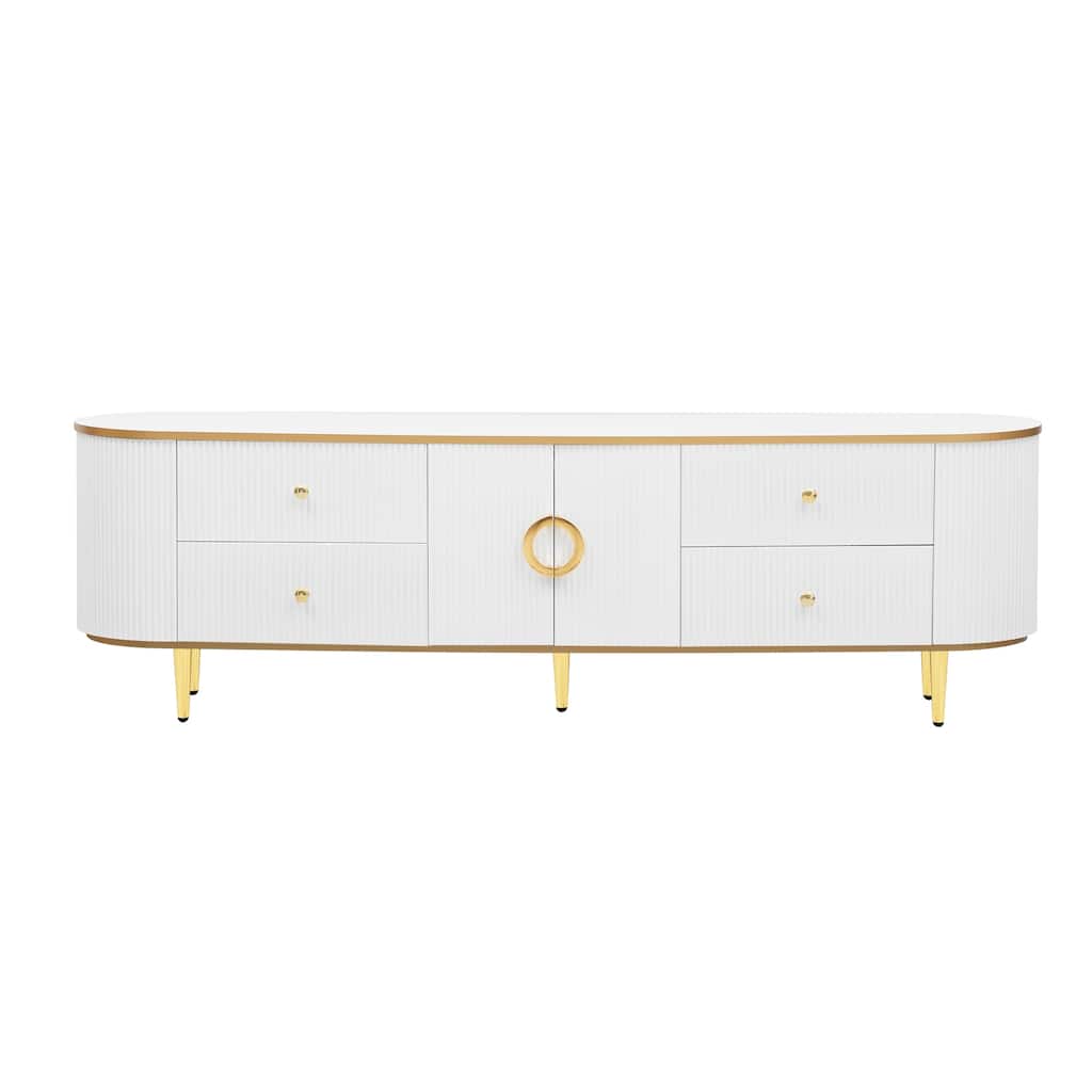 Modern TV Stand for TV up to 80 Inches with 4 Drawers & 1 Cabinet - 70.9" D x 15.6" W x 21.7" H